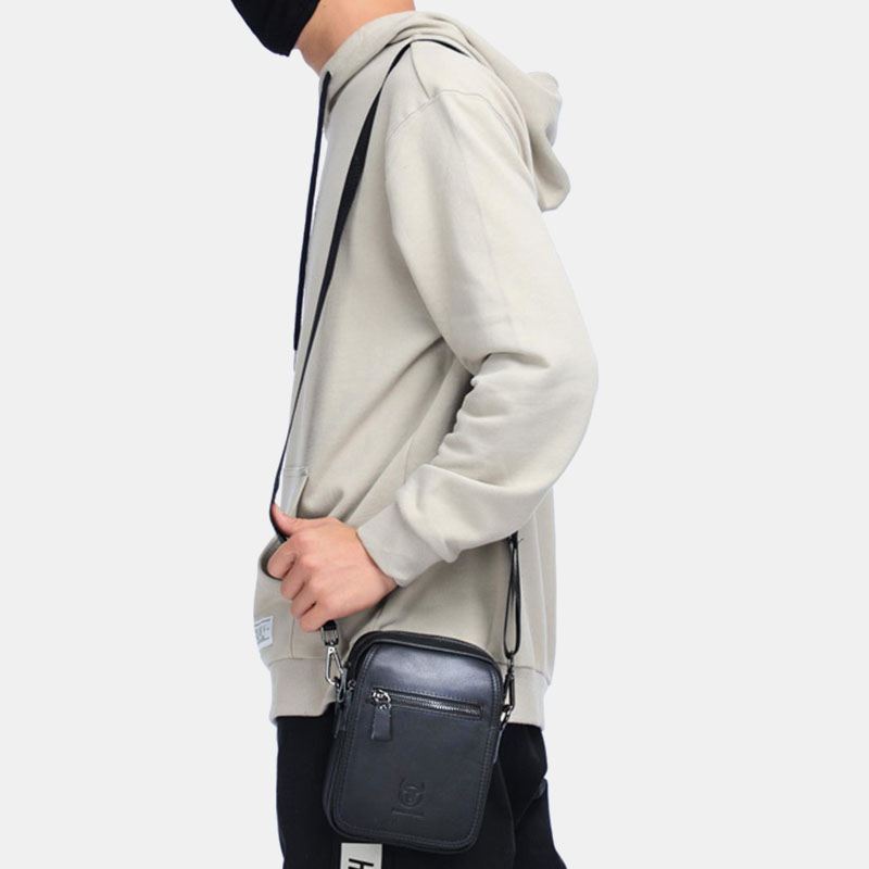 Mænd Ægte Læder Vandtæt Multifunktion Multi-lag Crossbody Taske Skuldertaske