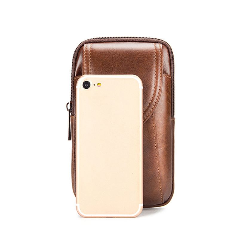 Mænd Ægte Læder Vintage Minimalistisk Mode 6 Tommer Telefontaske Taljetaske Crossbody-taske