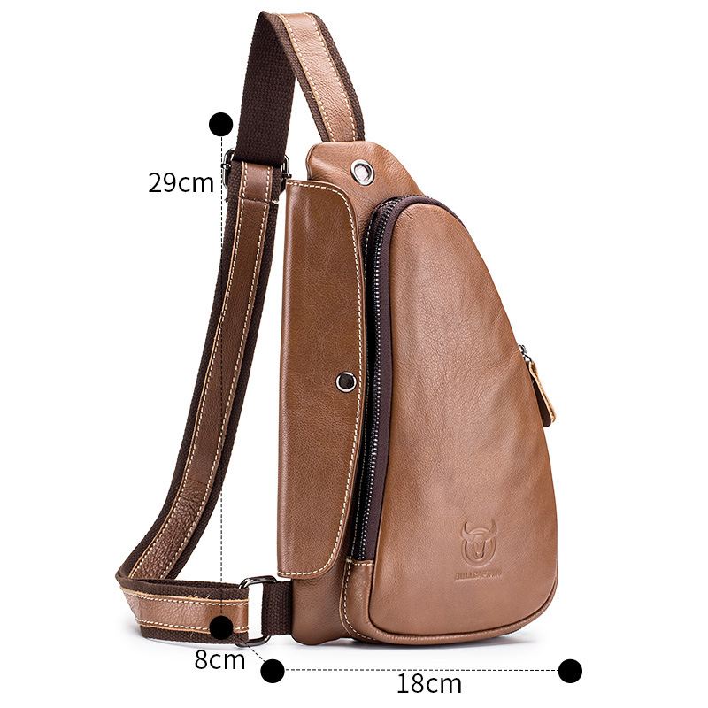 Mænd Brysttaske Ægte Læder Sling Bag Solid Crossbody Taske