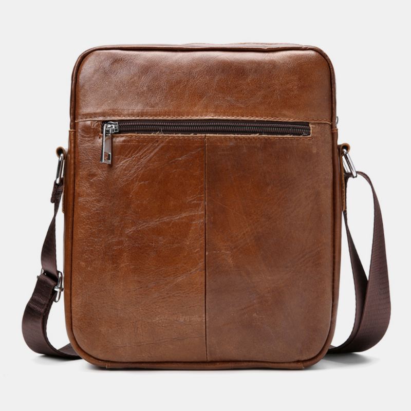 Mænd Business Retro Ægte Læder Vandtæt Slidstærk Crossbody Taske