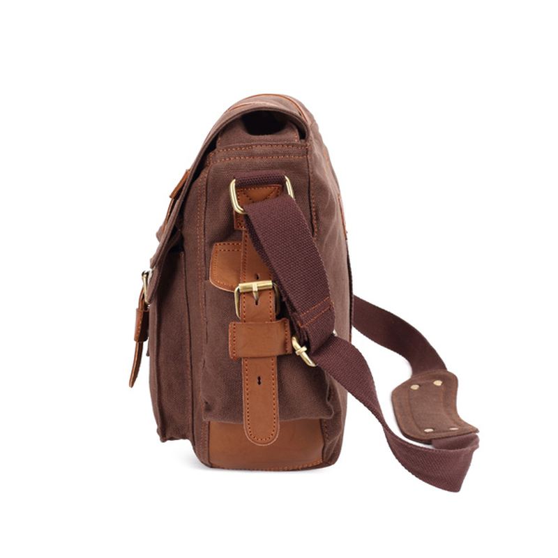 Mænd Canvas Microfibric Læder Casual Outdoor Messenger Skulder Crossbody Taske