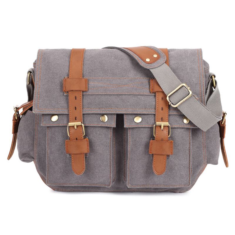 Mænd Canvas Microfibric Læder Casual Outdoor Messenger Skulder Crossbody Taske