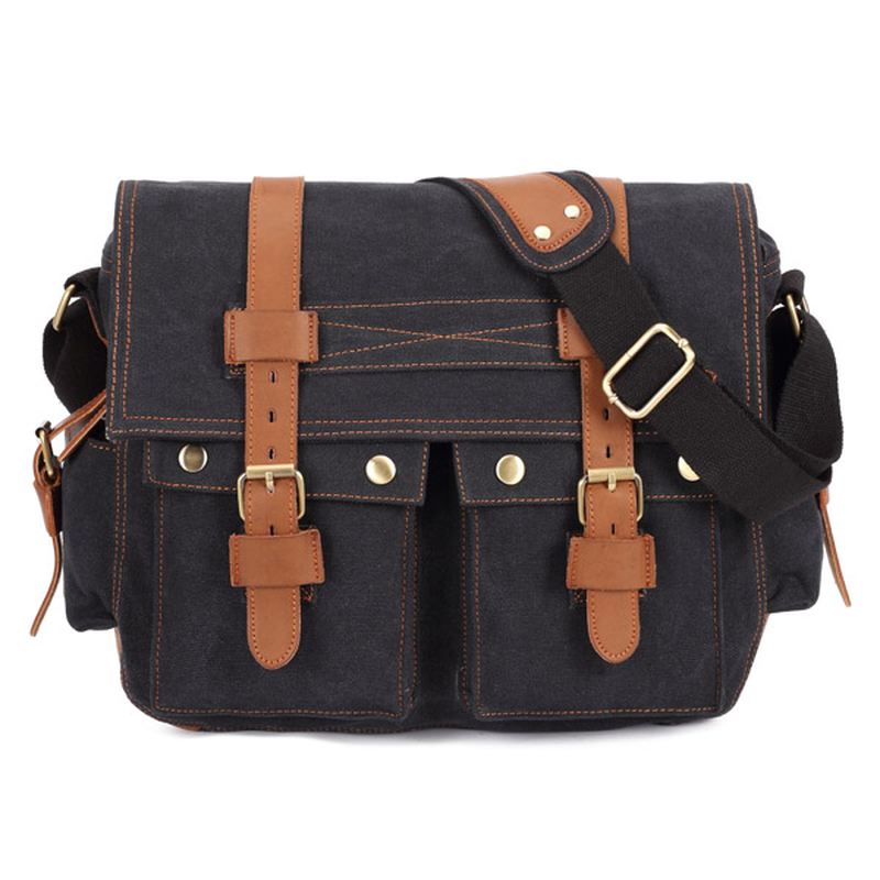 Mænd Canvas Microfibric Læder Casual Outdoor Messenger Skulder Crossbody Taske