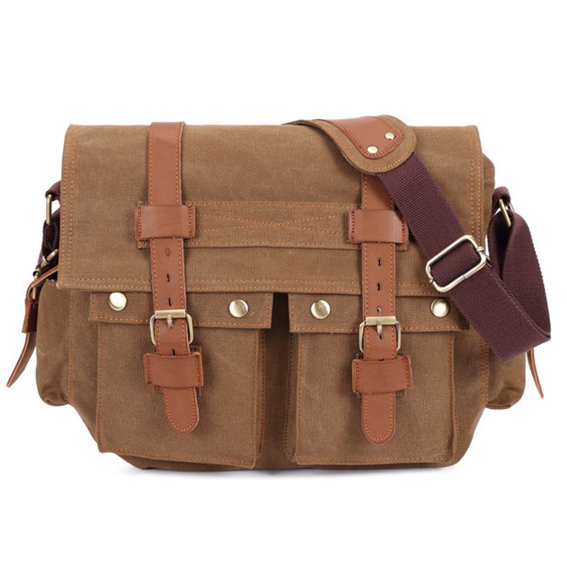 Mænd Canvas Microfibric Læder Casual Outdoor Messenger Skulder Crossbody Taske