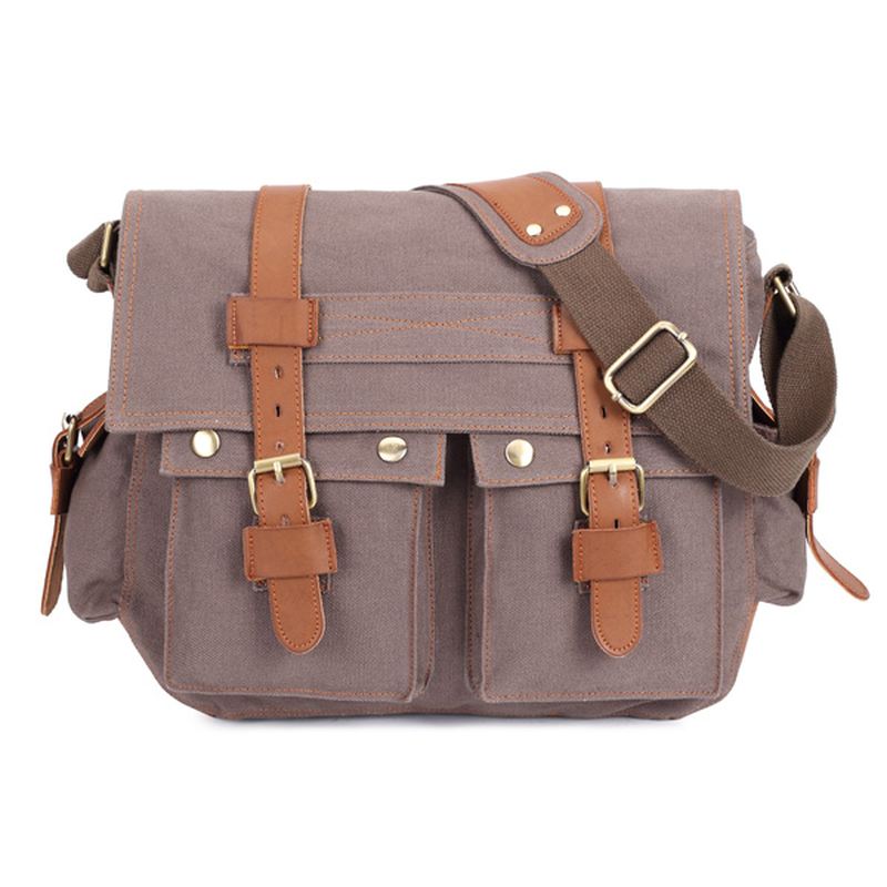 Mænd Canvas Microfibric Læder Casual Outdoor Messenger Skulder Crossbody Taske