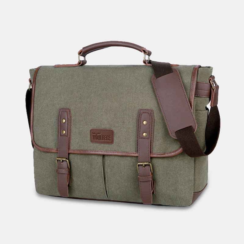 Mænd Canvas Multi-pocket Slid-resistent Vintage Business Messenger Bag Laptop Taske Crossbody Taske Håndtaske