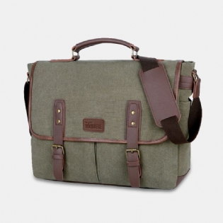 Mænd Canvas Multi-pocket Slid-resistent Vintage Business Messenger Bag Laptop Taske Crossbody Taske Håndtaske