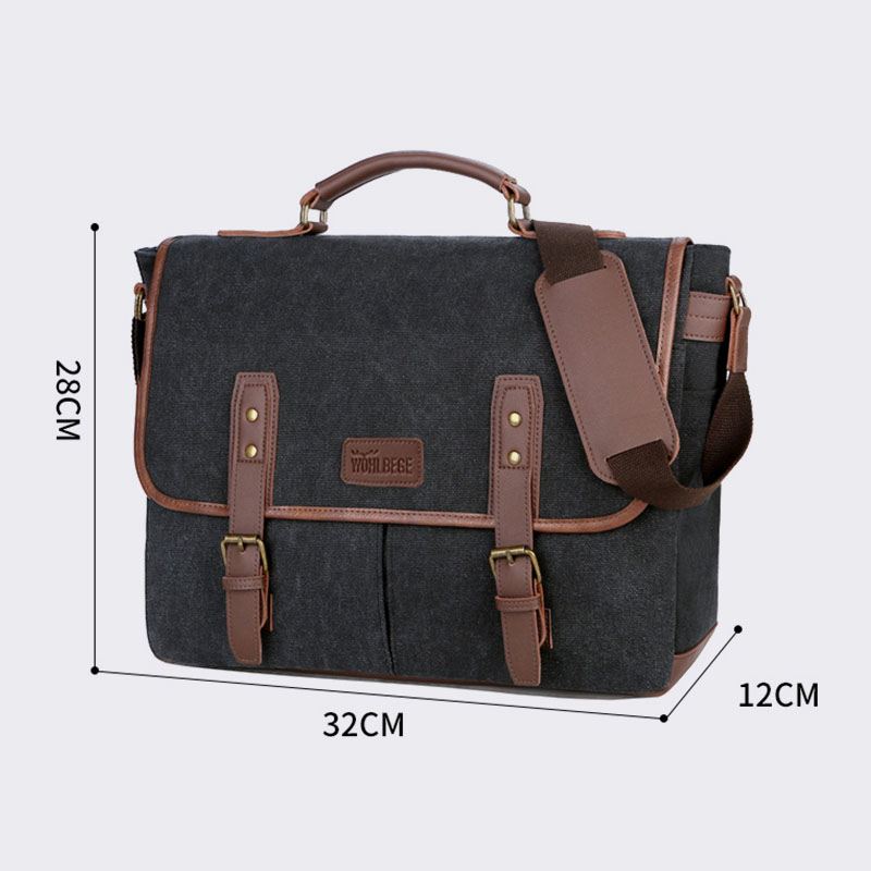 Mænd Canvas Multi-pocket Slid-resistent Vintage Business Messenger Bag Laptop Taske Crossbody Taske Håndtaske