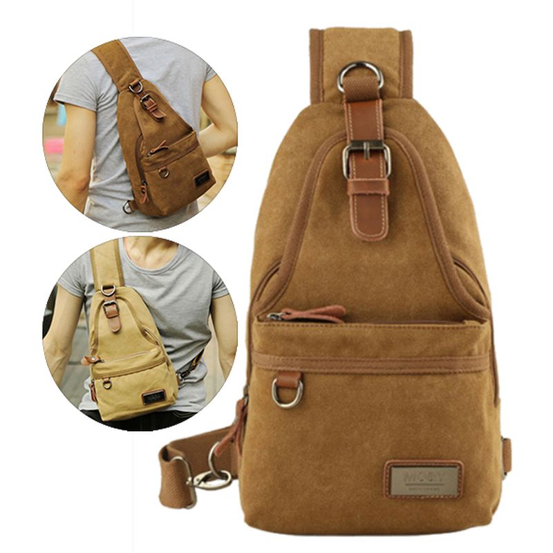 Mænd Canvas Retro Crossbody Bag Brysttaske Casual Outdoor Sports Skuldertaske