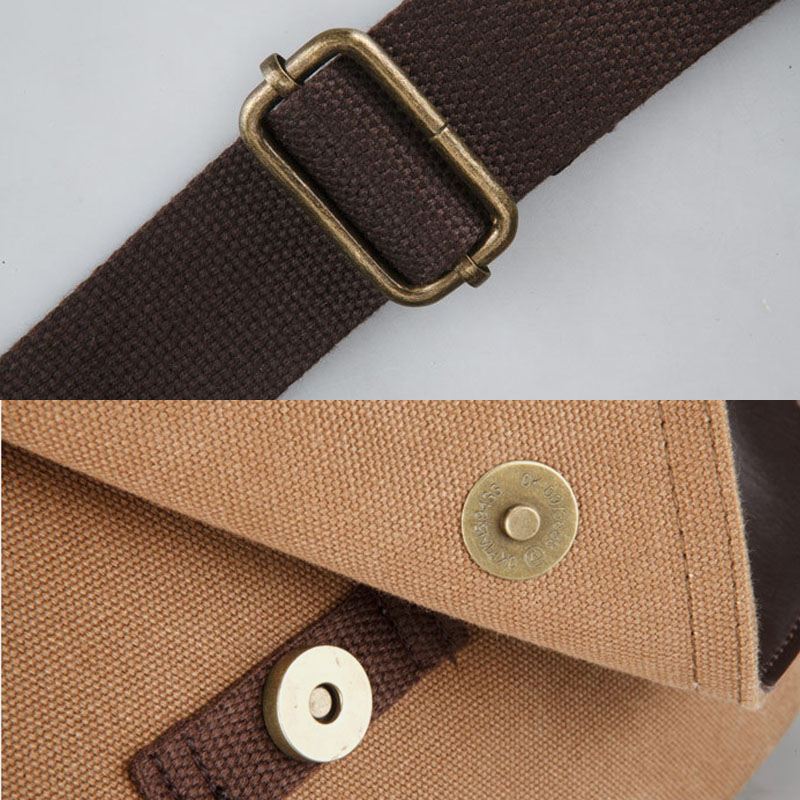 Mænd Canvas Retro Skuldertaske Med Stor Kapacitet Crossbody-taske