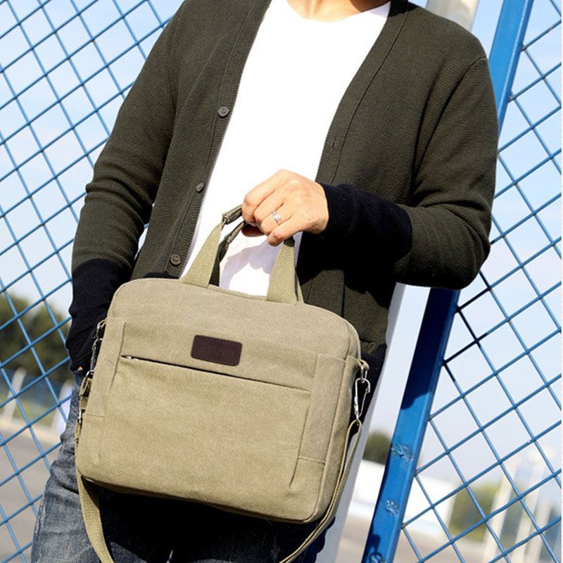 Mænd Canvas Skuldertaske Crossbody Bag Håndtaske Business Taske