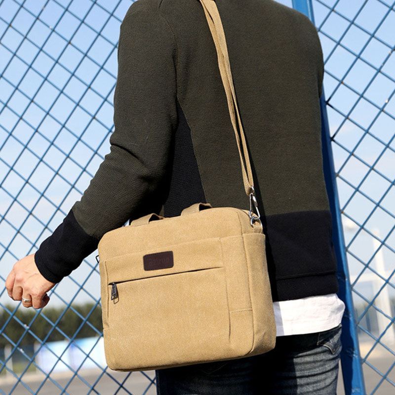 Mænd Canvas Skuldertaske Crossbody Bag Håndtaske Business Taske