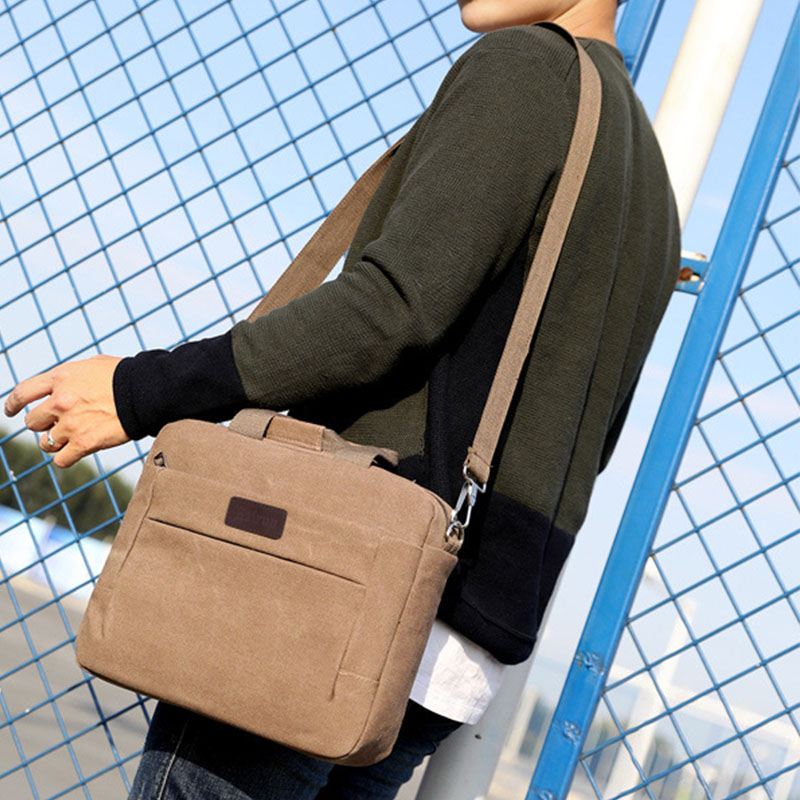 Mænd Canvas Skuldertaske Crossbody Bag Håndtaske Business Taske