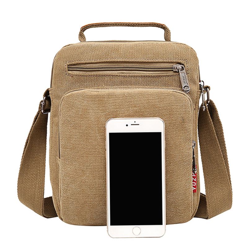 Mænd Canvas Sling Bag Messenger Bag Small Travel Crossbody Bag Fit 9.7-tommer Ipad