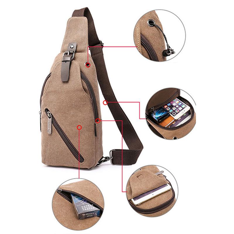 Mænd Canvas Sling Bag Udendørs Sport Casual Chest Pack Crossbody Swagger Bag