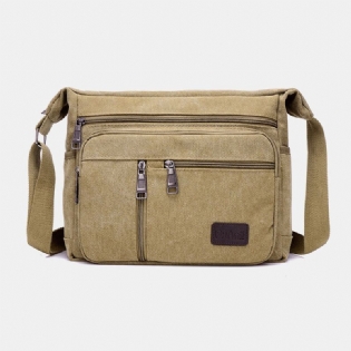 Mænd Canvas Stor Kapacitet Simpel Skuldertaske Crossbody Taske Til Rejser