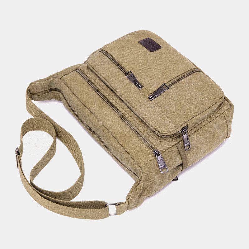 Mænd Canvas Stor Kapacitet Simpel Skuldertaske Crossbody Taske Til Rejser