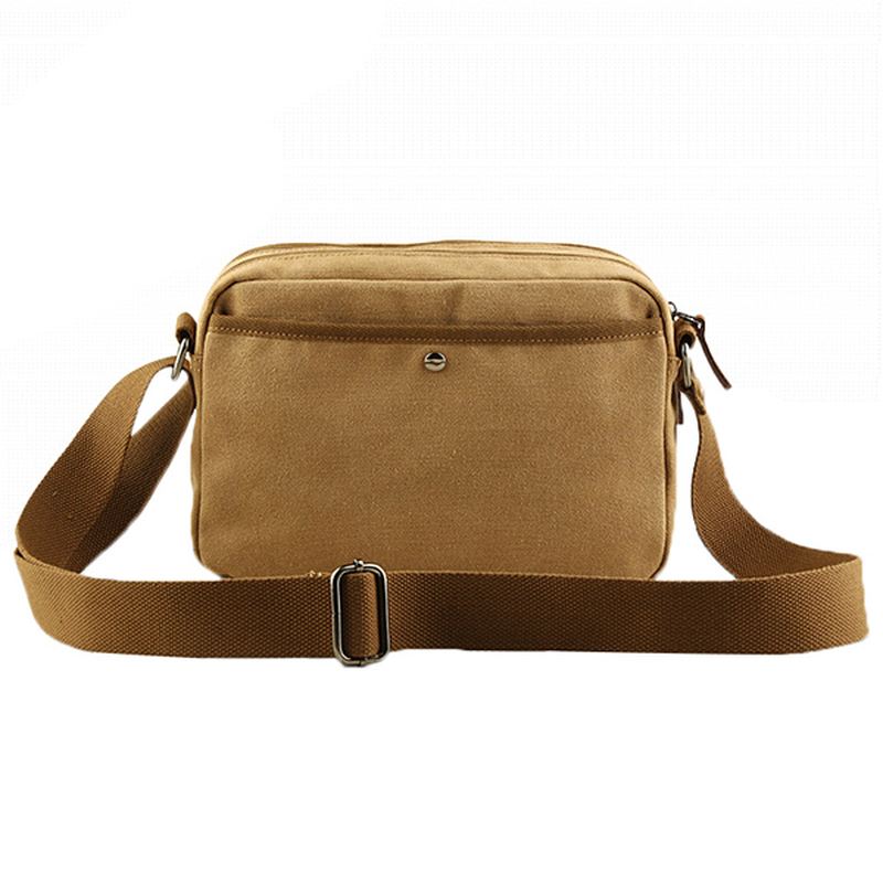 Mænd Canvas Vintage Fritid Crossbody Taske Solid Vandret Skuldertaske Weekendtaske