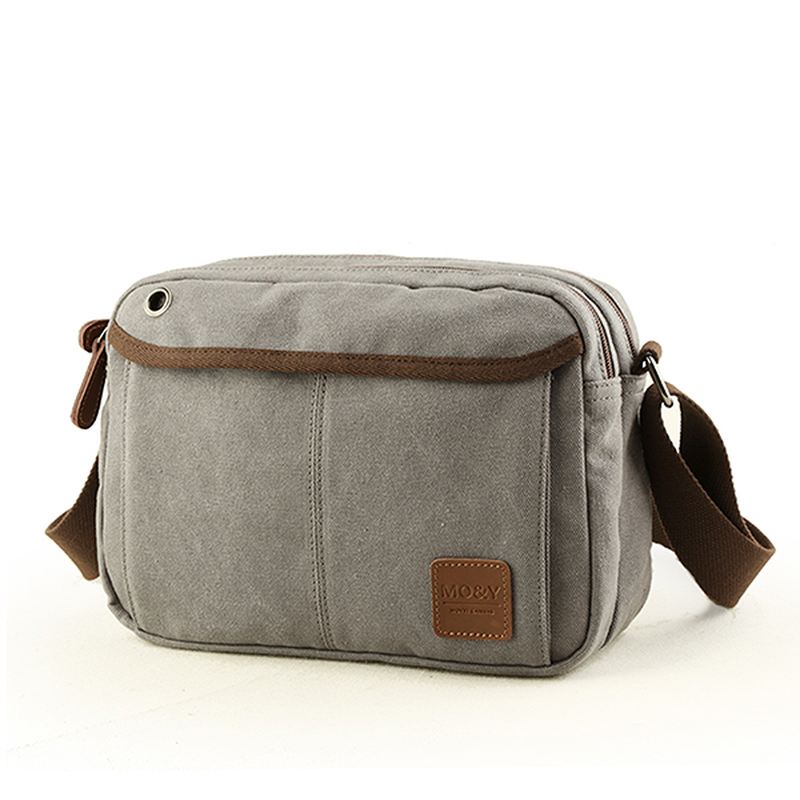 Mænd Canvas Vintage Fritid Crossbody Taske Solid Vandret Skuldertaske Weekendtaske