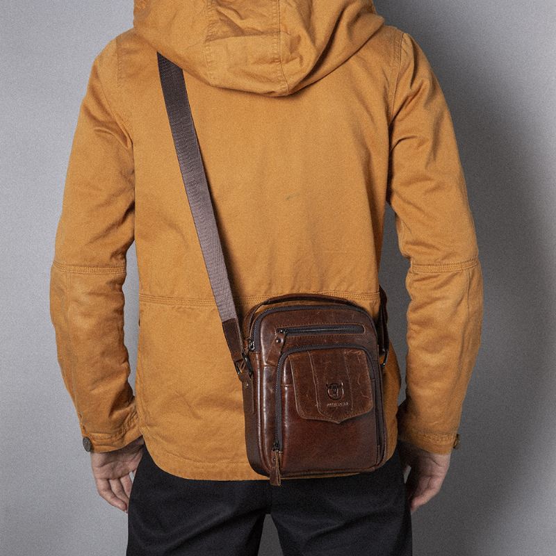 Mænd Casual Ægte Læder Skuldertaske Crossbody Taske Til Udendørs