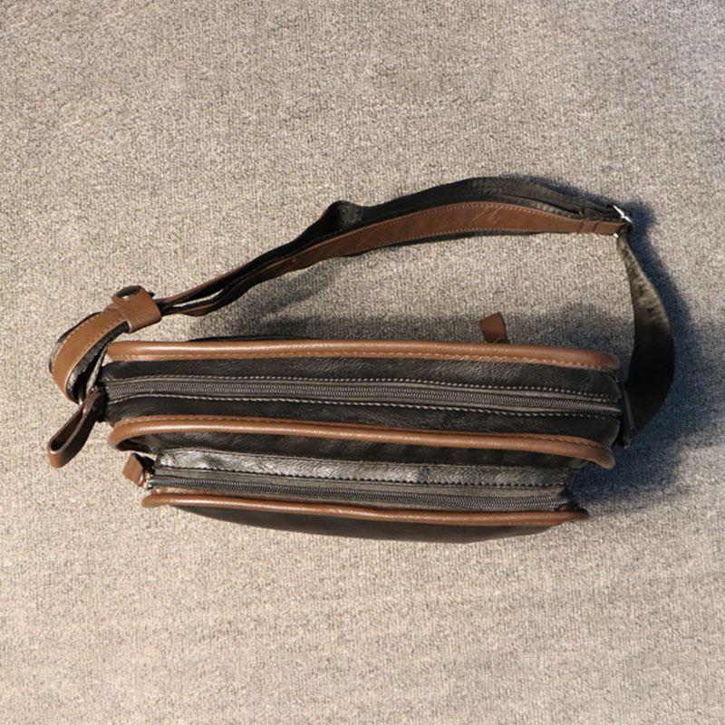 Mænd Casual Blødt Læder Ryg Anti-theft Pocket Crossbody Tasker Messenger Skuldertaske