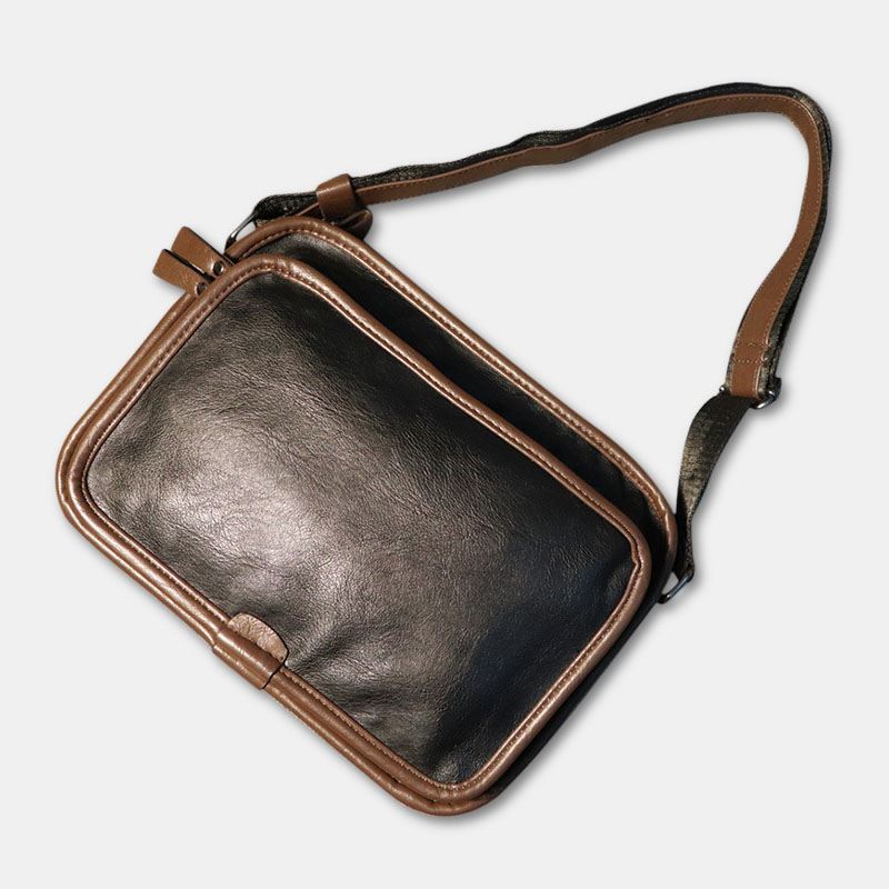 Mænd Casual Blødt Læder Ryg Anti-theft Pocket Crossbody Tasker Messenger Skuldertaske