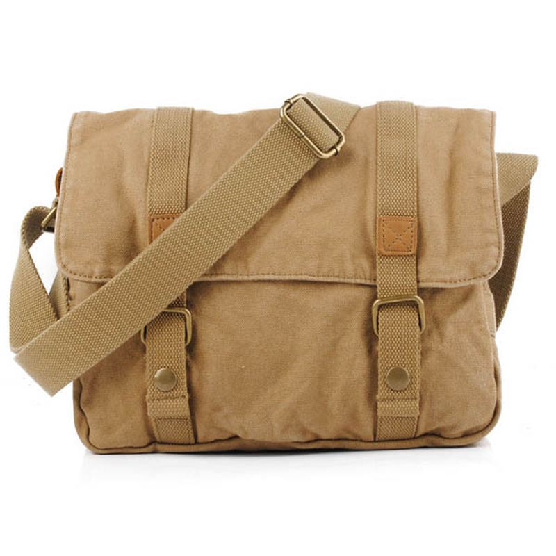 Mænd Casual Canvas Koskind Big Crossbody Skuldertaske