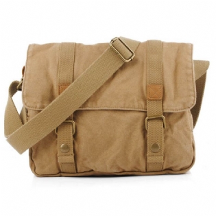 Mænd Casual Canvas Koskind Big Crossbody Skuldertaske