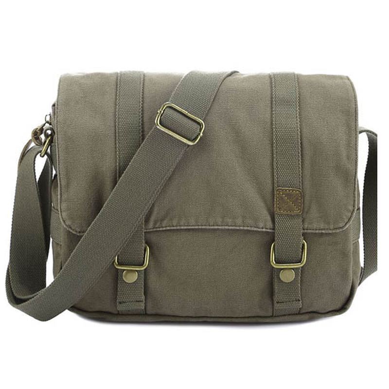 Mænd Casual Canvas Koskind Big Crossbody Skuldertaske