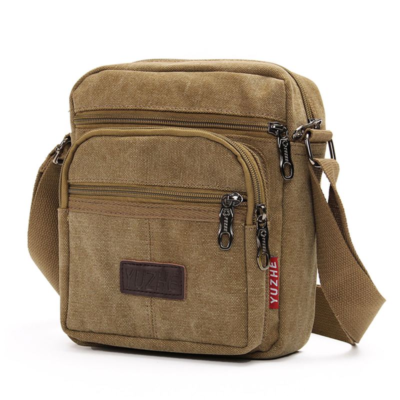 Mænd Casual Retro Canvas Skuldertasker Multi Pocket Crossbody Tasker