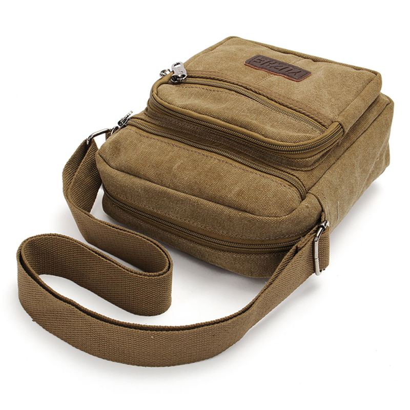 Mænd Casual Retro Canvas Skuldertasker Multi Pocket Crossbody Tasker