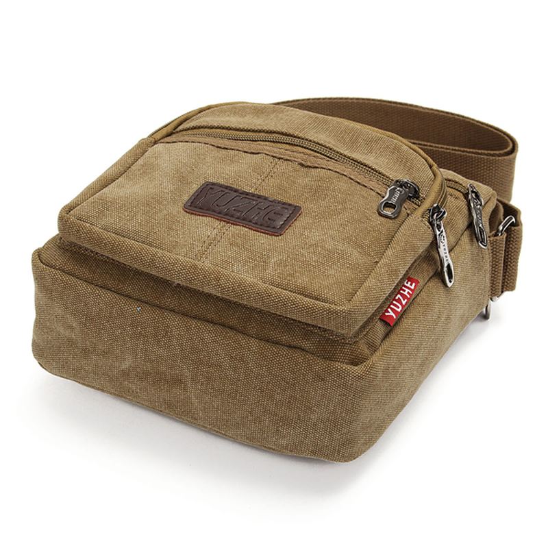 Mænd Casual Retro Canvas Skuldertasker Multi Pocket Crossbody Tasker