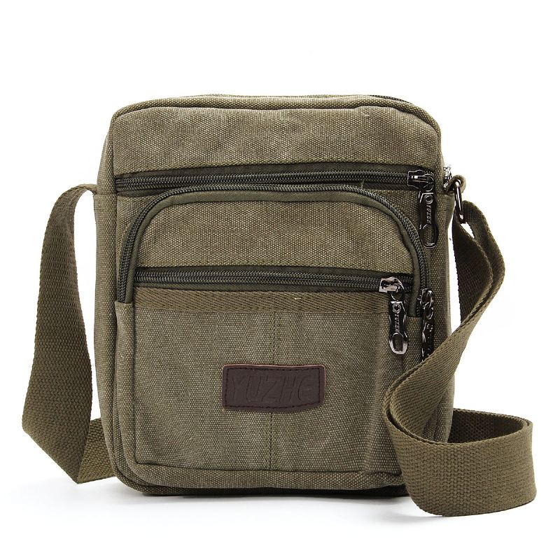 Mænd Casual Retro Canvas Skuldertasker Multi Pocket Crossbody Tasker