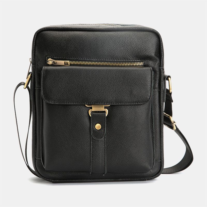 Mænd First Layer Kohud Stor Kapacitet Crossbody Tasker Vintage Slidfast Ryg Anti-tyveri Lomme Skuldertaske