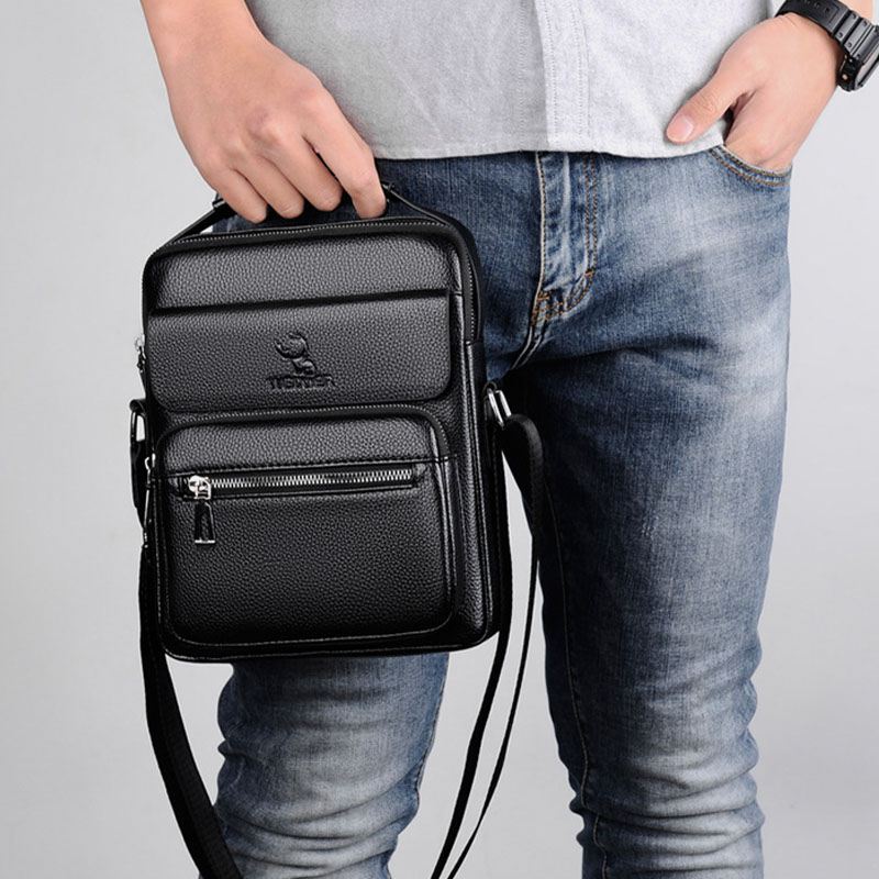 Mænd Imiteret Læder Busienss Retro Multi-carry Håndtaske Crossbody Taske