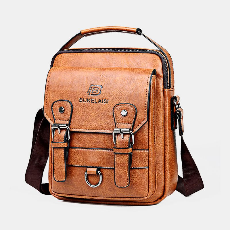 Mænd Kunstlæder Multi-pocket Anti-theft Multi-layers Vandtæt Business Crossbody Taske