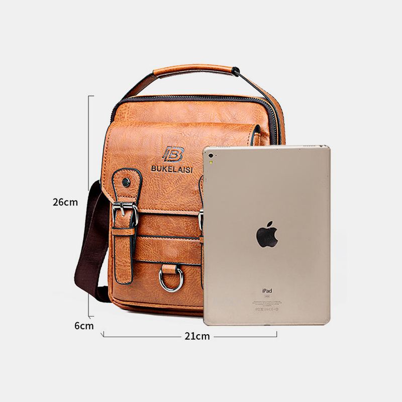 Mænd Kunstlæder Multi-pocket Anti-theft Multi-layers Vandtæt Business Crossbody Taske