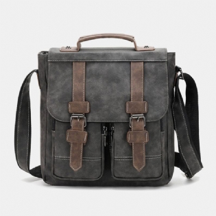 Mænd Kunstlæder Retro Multi-pocket Multifunktion Crossbody Taske Skuldertaske Rejsetaske