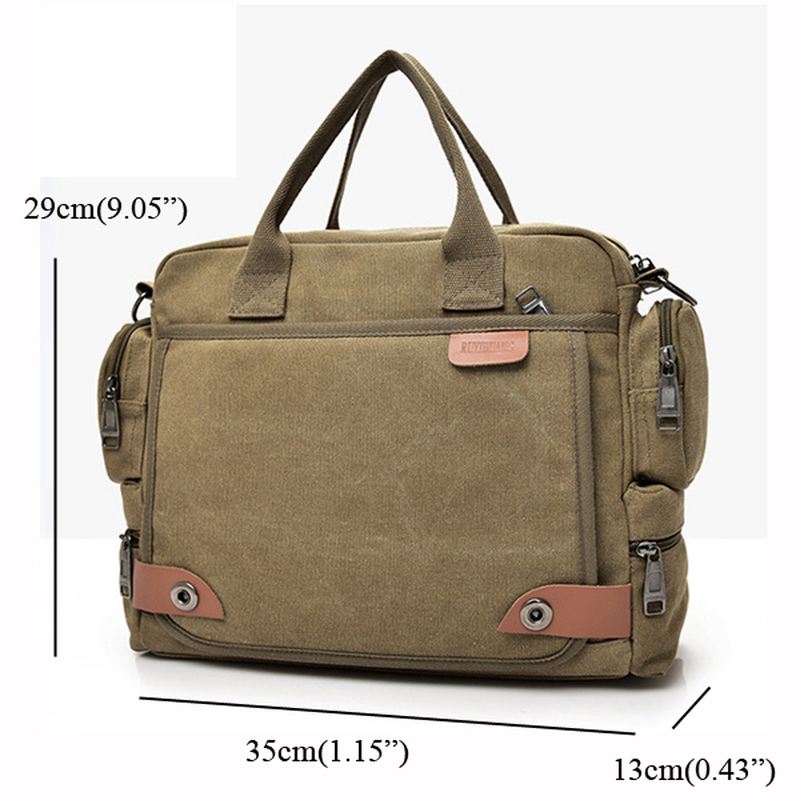 Mænd Kvalitet Canvas Casual Business Stor Kapacitet Funktionel Håndtaske Crossbody Taske