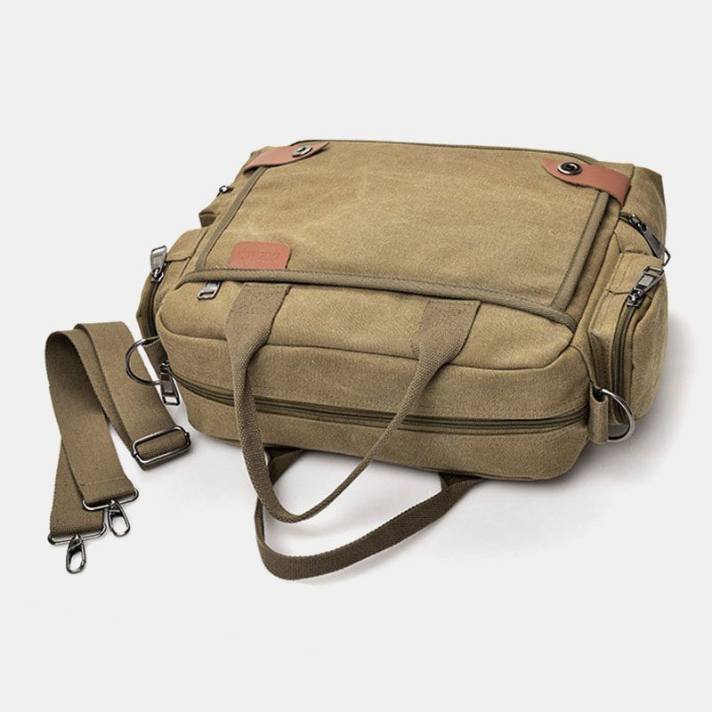 Mænd Lærred Med Stor Kapacitet Multi-lomme Afslappet 13.3 Tommer Bærbar Taske Crossbody Tasker Skuldertaske Dokumentmappe