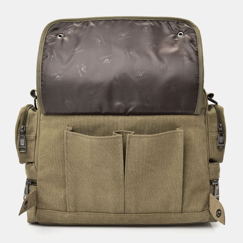 Mænd Lærred Med Stor Kapacitet Multi-lomme Afslappet 13.3 Tommer Bærbar Taske Crossbody Tasker Skuldertaske Dokumentmappe