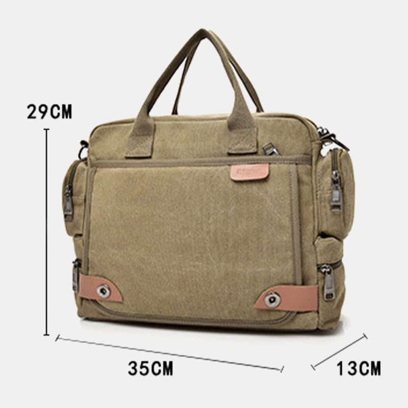 Mænd Lærred Med Stor Kapacitet Multi-lomme Afslappet 13.3 Tommer Bærbar Taske Crossbody Tasker Skuldertaske Dokumentmappe