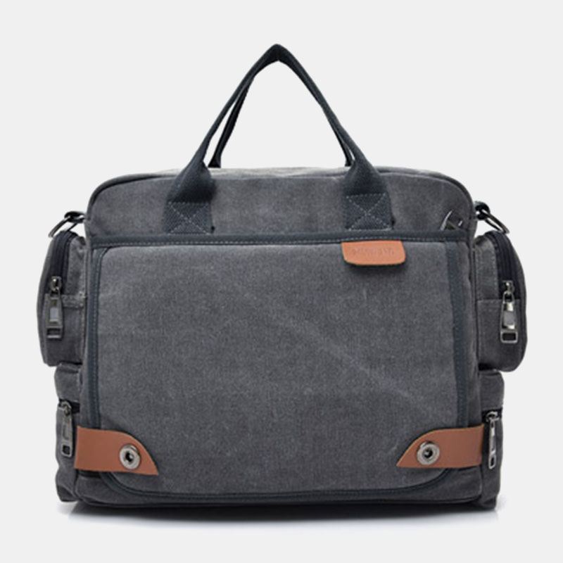 Mænd Lærred Med Stor Kapacitet Multi-lomme Afslappet 13.3 Tommer Bærbar Taske Crossbody Tasker Skuldertaske Dokumentmappe