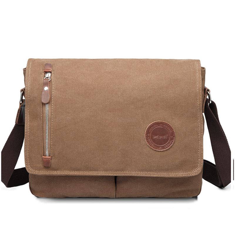 Mænd Lærreds Skuldertaske Casual Messenger Bag Retro Bærbar Taske