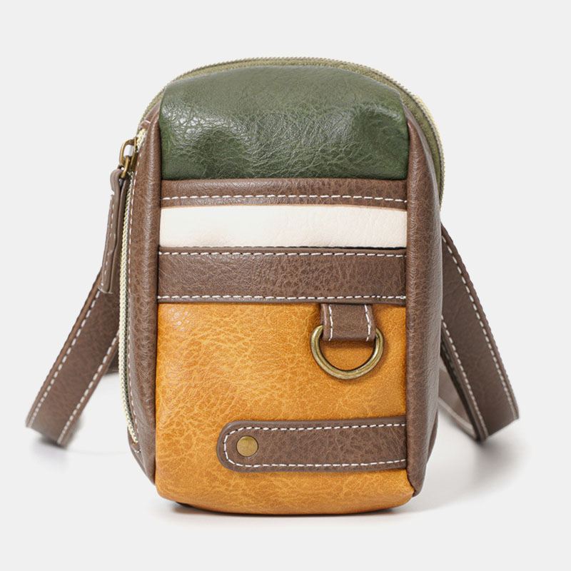 Mænd Mini Stitching Farve Casual Crossbody Tasker Aftagelig Skulderrem All-match 6.5 Tommer Telefontaske