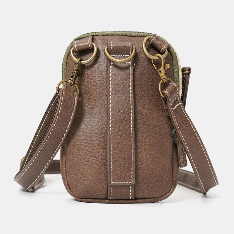 Mænd Mini Stitching Farve Casual Crossbody Tasker Aftagelig Skulderrem All-match 6.5 Tommer Telefontaske