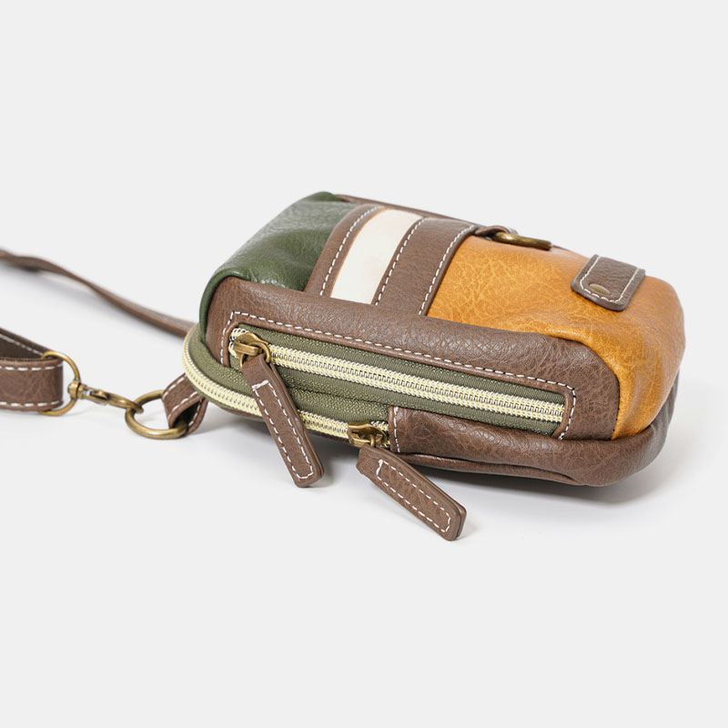 Mænd Mini Stitching Farve Casual Crossbody Tasker Aftagelig Skulderrem All-match 6.5 Tommer Telefontaske