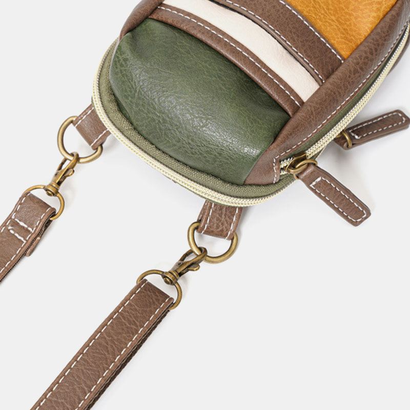 Mænd Mini Stitching Farve Casual Crossbody Tasker Aftagelig Skulderrem All-match 6.5 Tommer Telefontaske