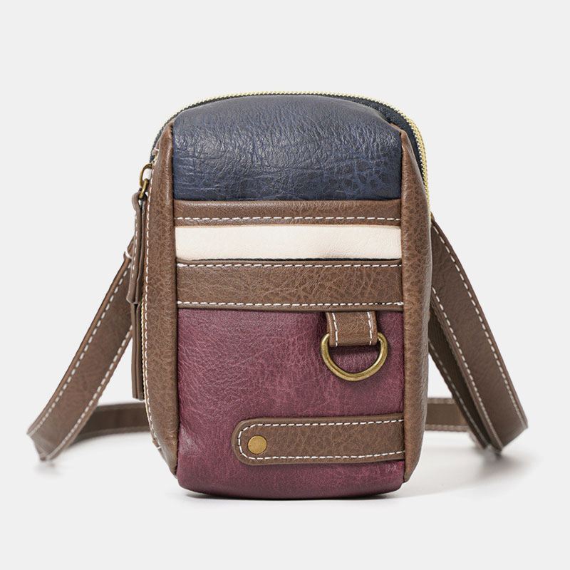 Mænd Mini Stitching Farve Casual Crossbody Tasker Aftagelig Skulderrem All-match 6.5 Tommer Telefontaske