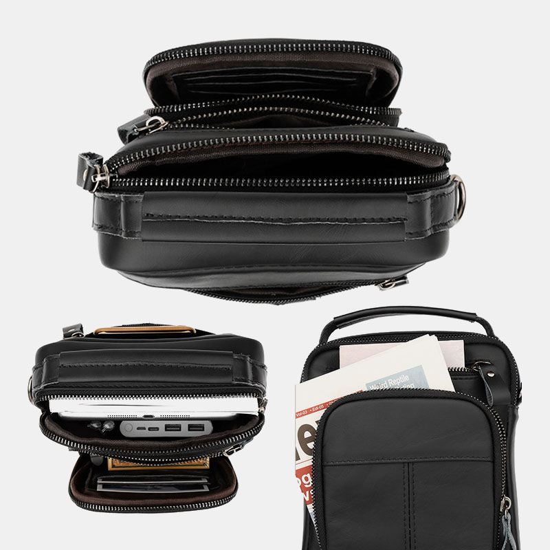 Mænd Multi-lomme Retro 6.5 Tommer Telefontaske Taljetaske Ryg Anti-tyveri Lommedesign Crossbody Tasker Bæltetaske